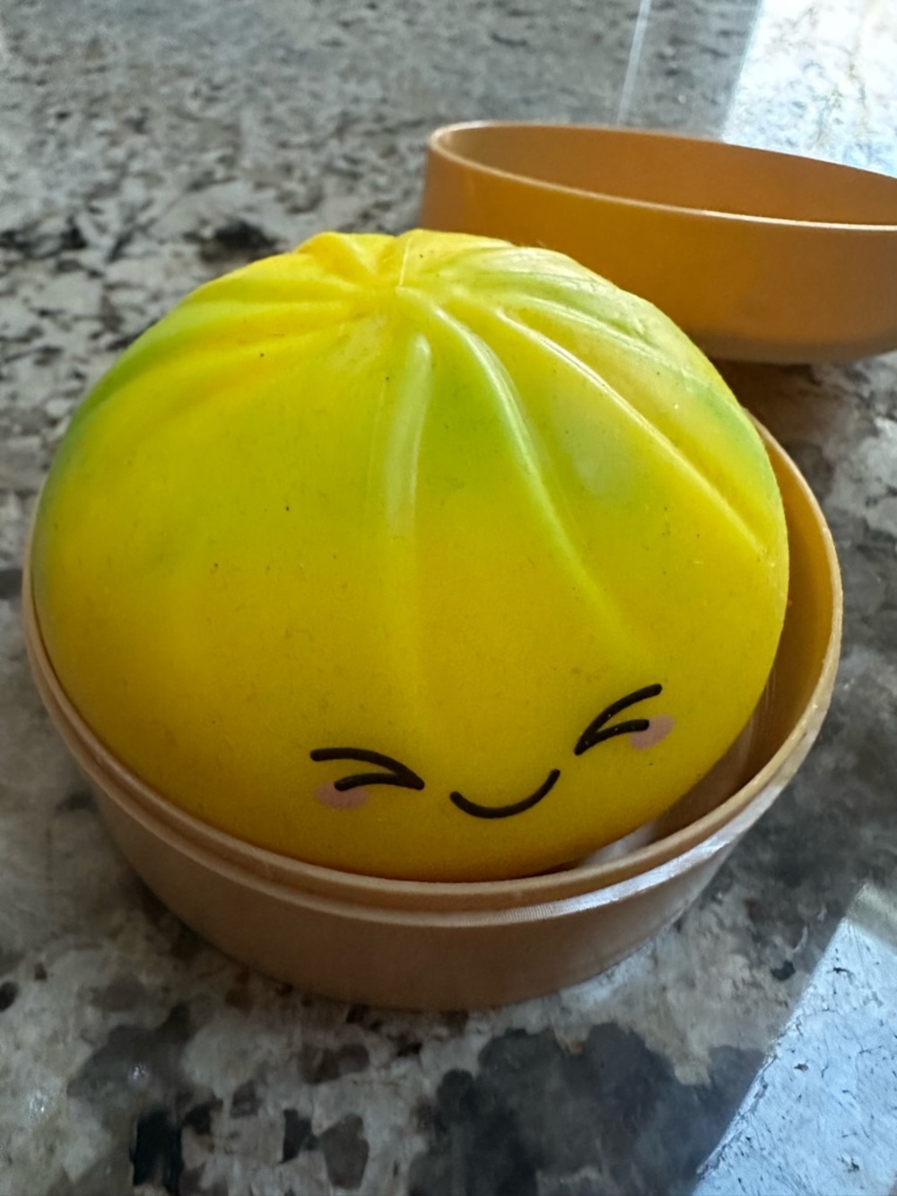 Yellow Smiling Squishy Toy Bun – Cute Sensory Stress Relief Rare